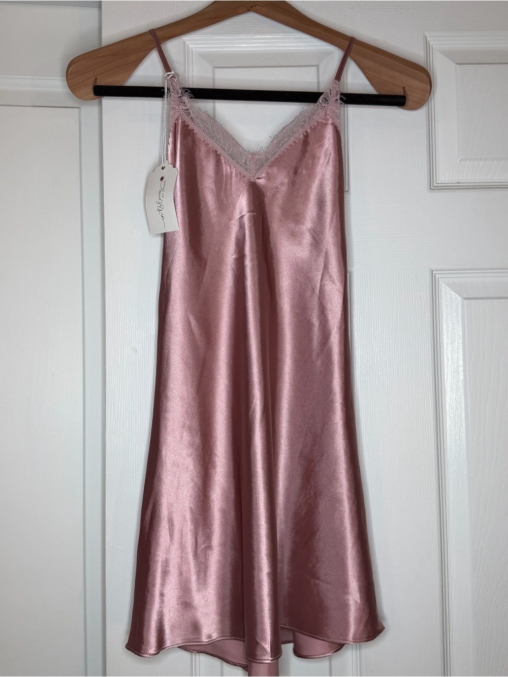 In Bloom by Jonquil Solid Sleeveless Lace Satin Chemise Nightgown Women XXS Rose